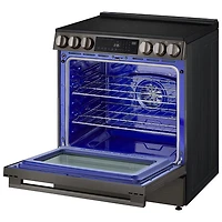 LG 30" 6.3 Cu. Ft. True Convection 5-Element Slide-In Electric Air Fry Range (LSEL6335ZE) - Black Stainless Steel