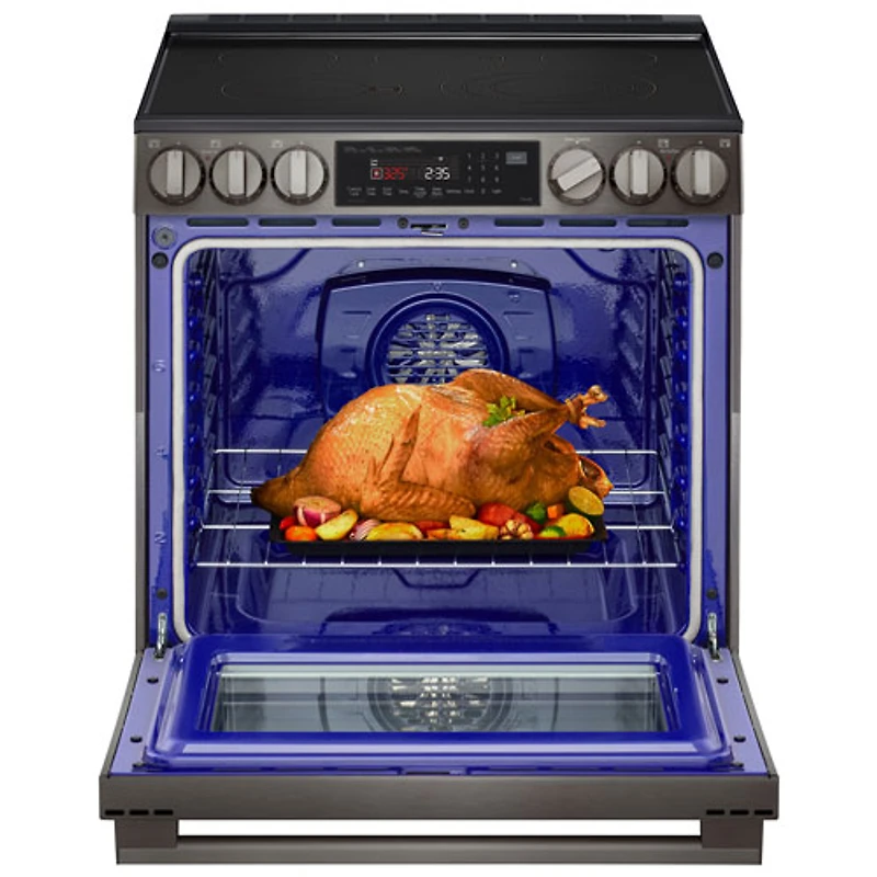 LG 30" 6.3 Cu. Ft. True Convection 5-Element Slide-In Electric Air Fry Range (LSEL6335ZE) - Black Stainless Steel