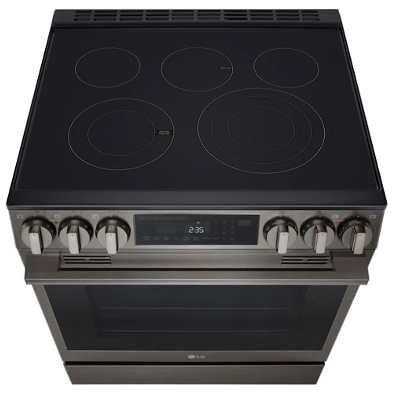 LG 30" 6.3 Cu. Ft. True Convection 5-Element Slide-In Electric Air Fry Range (LSEL6335ZE) - Black Stainless Steel