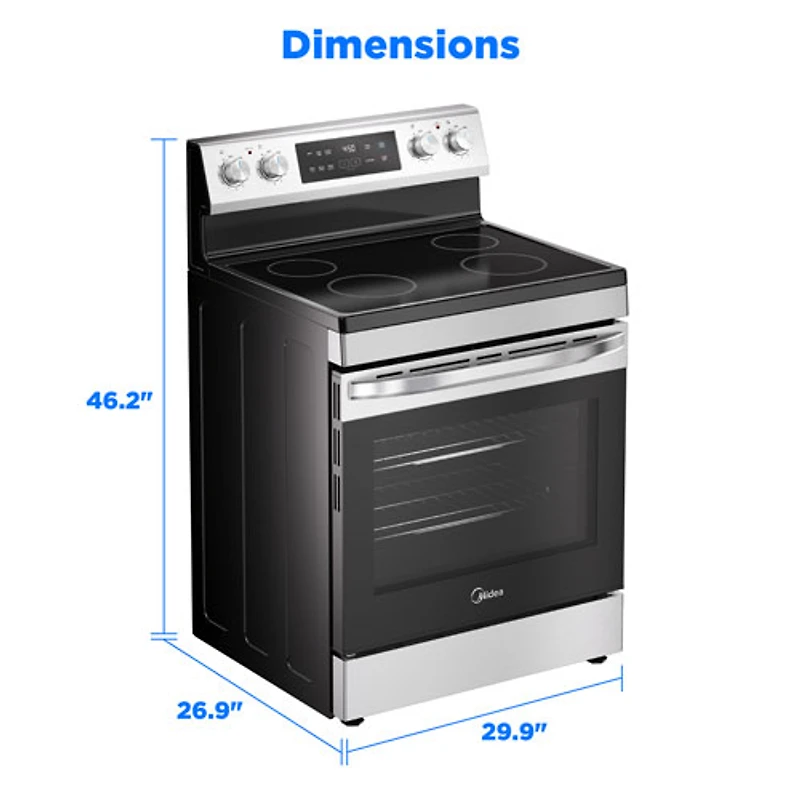 Cuisinière électrique autonome 6,3 pi³ 30 po de Midea (MER30B14ASTC) - Acier inoxydable