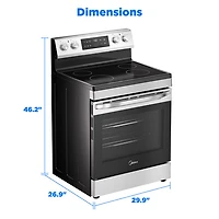 Cuisinière électrique autonome 6,3 pi³ 30 po de Midea (MER30B14ASTC) - Acier inoxydable