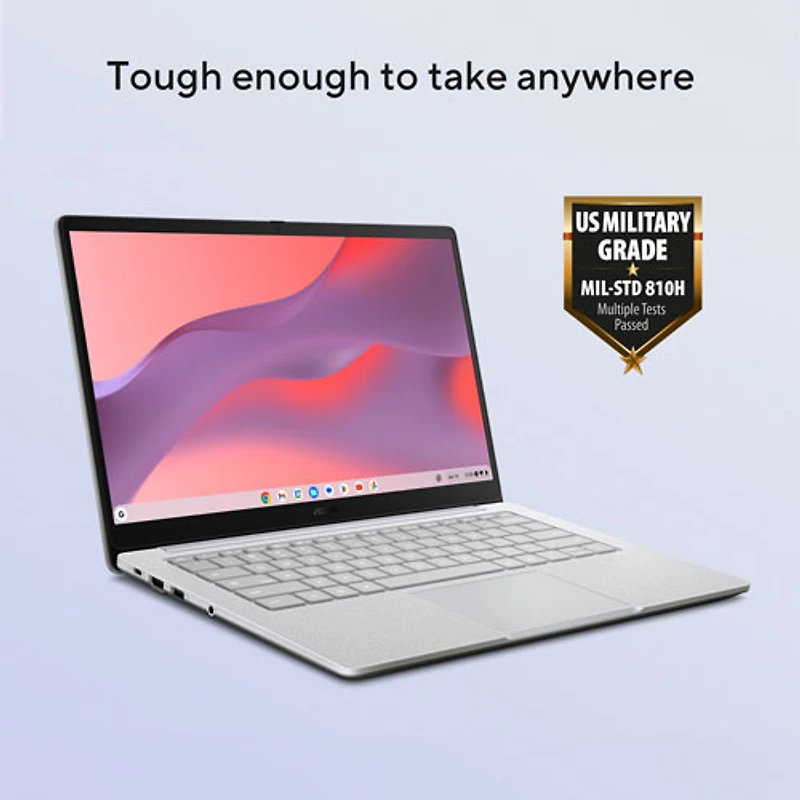 Chromebook 14 po CX14 d'ASUS - Gris pur (Celeron N4500 d'Intel/RAM 4 Go/eMMC 64 Go/ChromeOS)