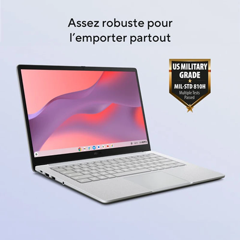Chromebook 14 po CX14 d'ASUS - Gris pur (Celeron N4500 d'Intel/RAM 4 Go/eMMC 64 Go/ChromeOS)