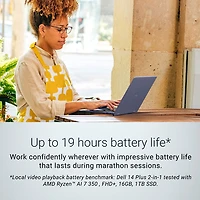 Dell 14" Touchscreen 2-in-1 Laptop - Midnight Blue (AMD Ryzen AI 7 350/16GB RAM/1TB SSD)