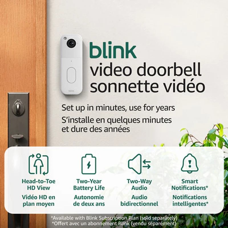 Système avec sonnette vidéo Wi-Fi 1440p de Blink
