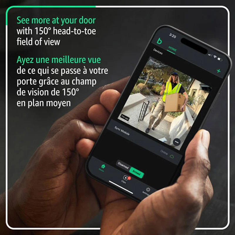 Système avec sonnette vidéo Wi-Fi 1440p de Blink