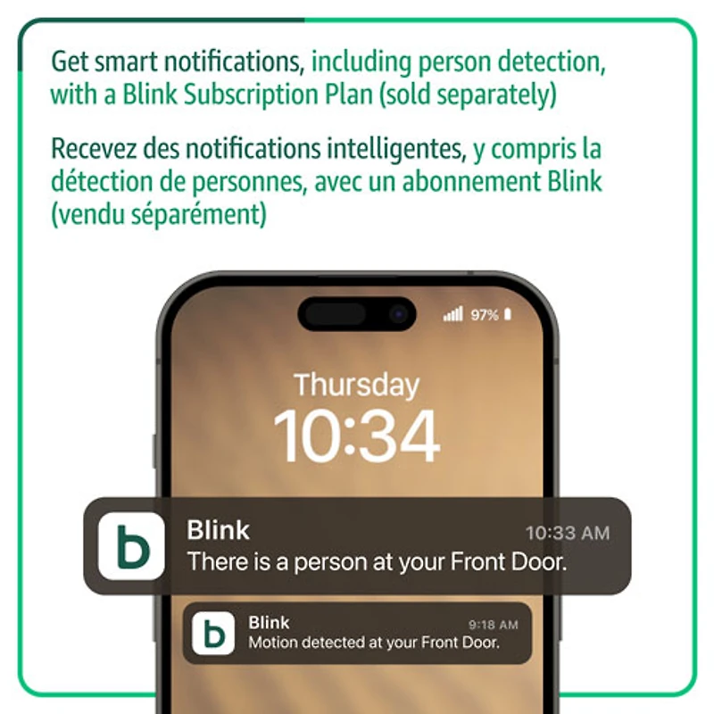 Système avec sonnette vidéo Wi-Fi 1440p de Blink