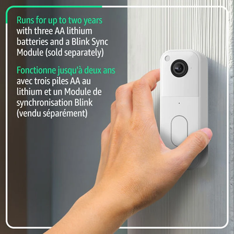 Sonnette vidéo Wi-Fi 1440p de Blink - Blanc