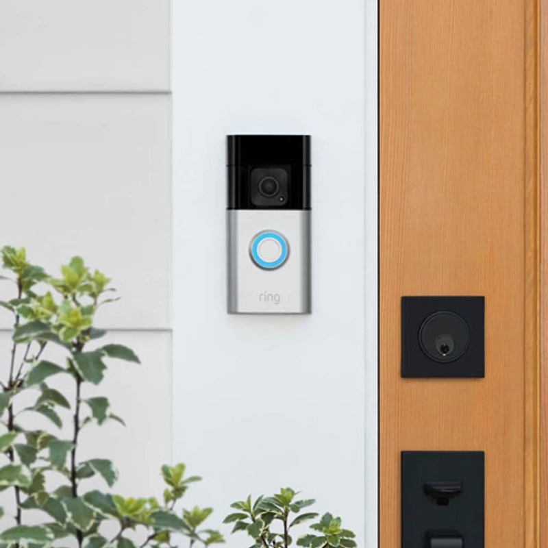 Ring Essential Security Set with Battery Doorbell & Indoor IP Camera - Satin Nickel