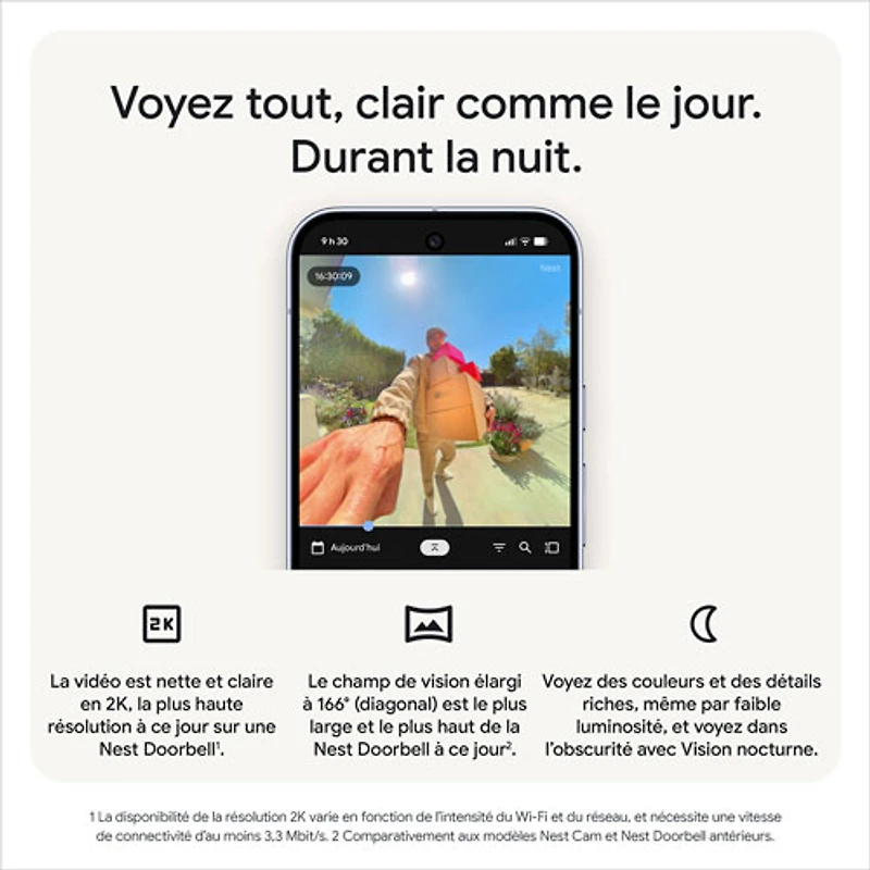 Sonnette vidéo Wi-Fi (avec fil) Google Nest (3e génération) - Neige