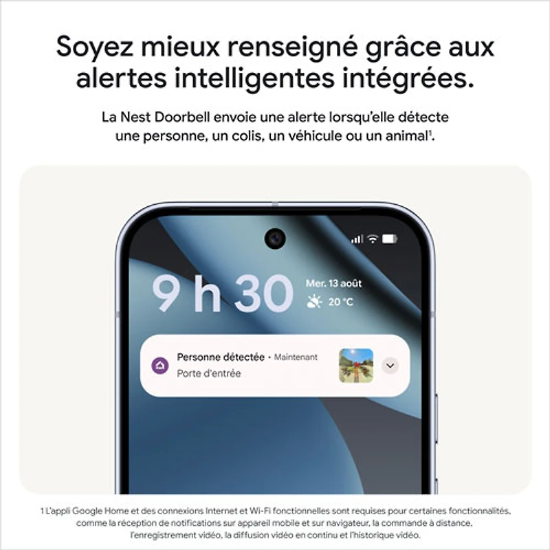 Sonnette vidéo Wi-Fi (avec fil) Google Nest (3e génération) - Neige
