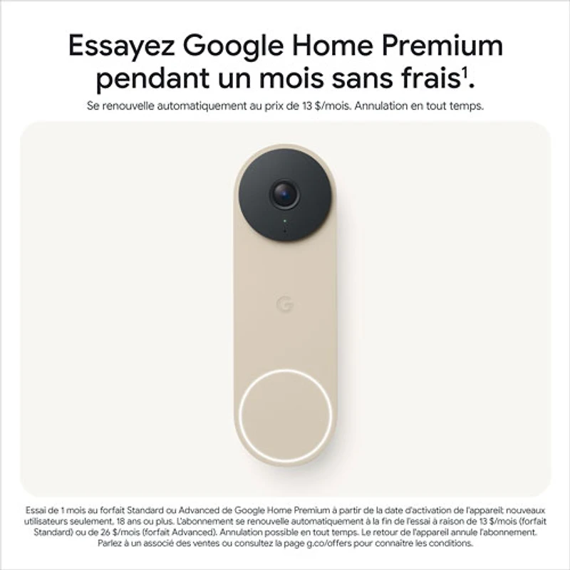 Sonnette vidéo Wi-Fi (avec fil) Nest de Google (3e génération