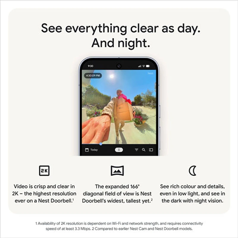 Sonnette vidéo Wi-Fi (avec fil) Nest de Google (3e génération