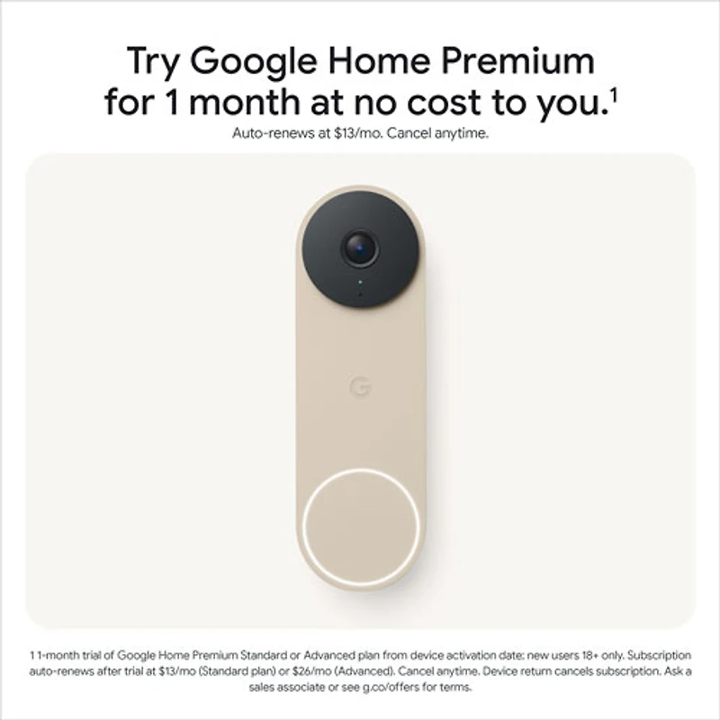 Sonnette vidéo Wi-Fi (avec fil) Nest de Google (3e génération