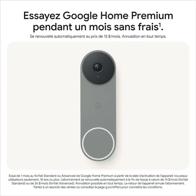 Google Nest (Wired) Wi-Fi Video Doorbell (3rd Gen) - Hazel