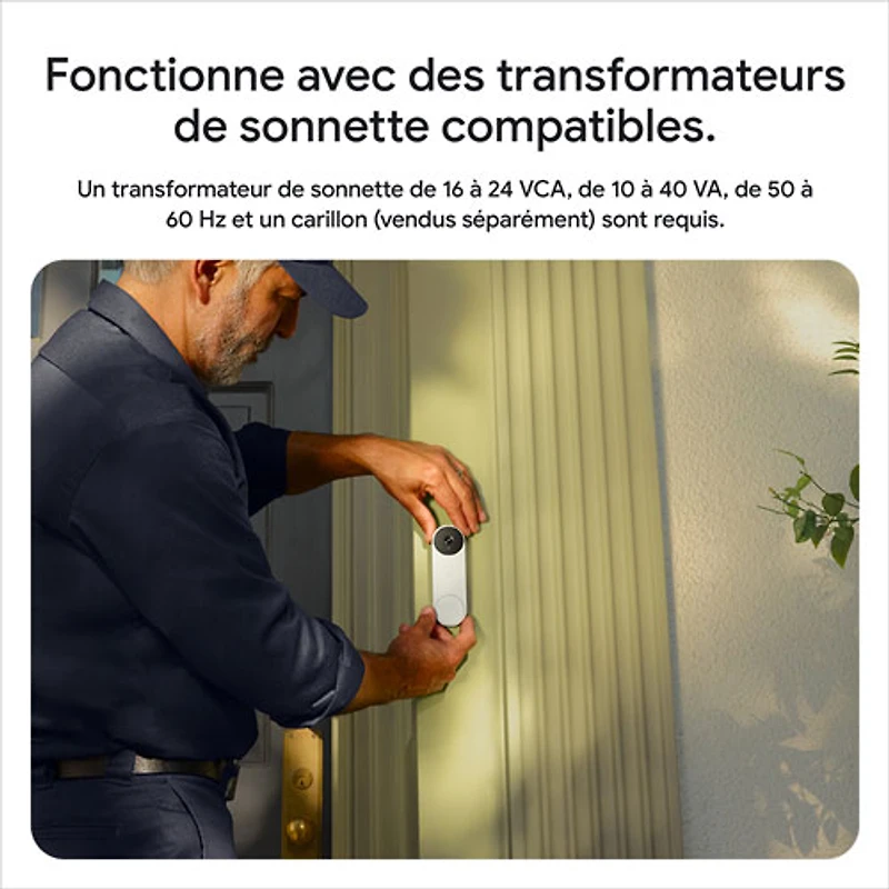 Sonnette vidéo Wi-Fi (avec fil) Nest de Google (3e génération) - Noisette