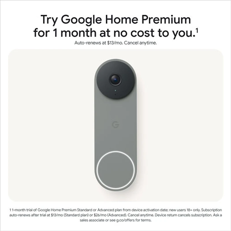 Google Nest (Wired) Wi-Fi Video Doorbell (3rd Gen) - Hazel