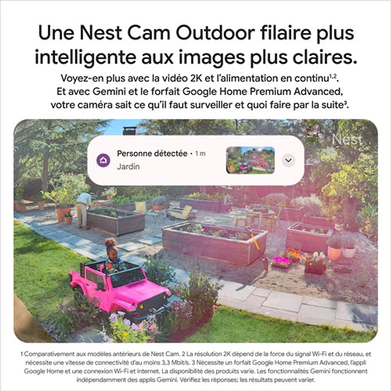 Caméra de surveillance extérieure avec fil Nest Cam de Google (2e génération