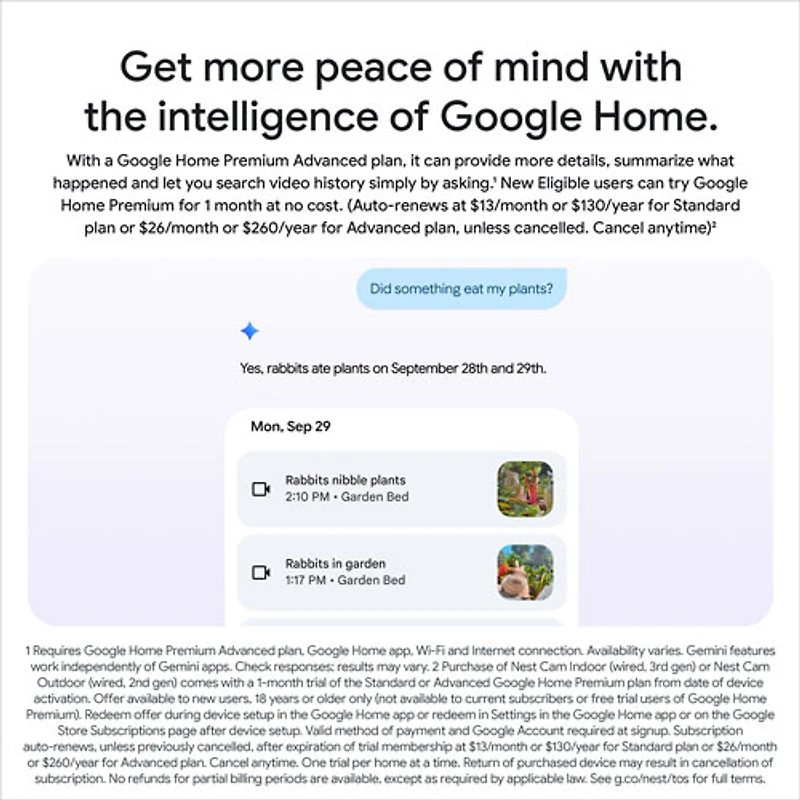 Caméra de surveillance extérieure avec fil Nest Cam de Google (2e génération