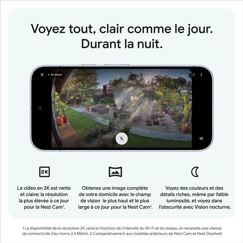 Caméra de surveillance extérieure avec fil Nest Cam de Google (2e génération