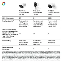 Caméra de surveillance extérieure avec fil Nest Cam de Google (2e génération