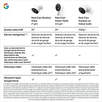 Caméra de surveillance extérieure avec fil Nest Cam de Google (2e génération