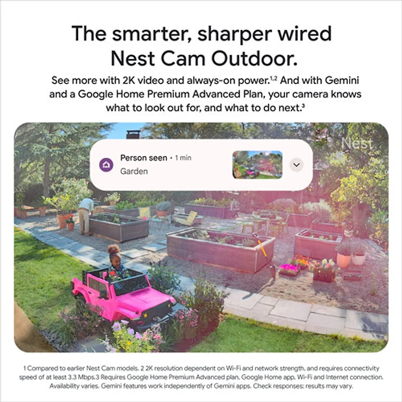 Caméra de surveillance extérieure avec fil Nest Cam de Google (2e génération