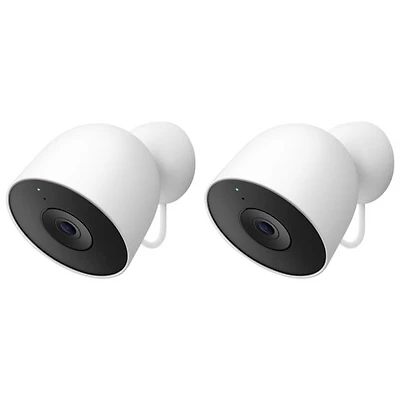 Caméra de surveillance extérieure avec fil Nest Cam de Google (2e génération) - Neige - Paquet de 2