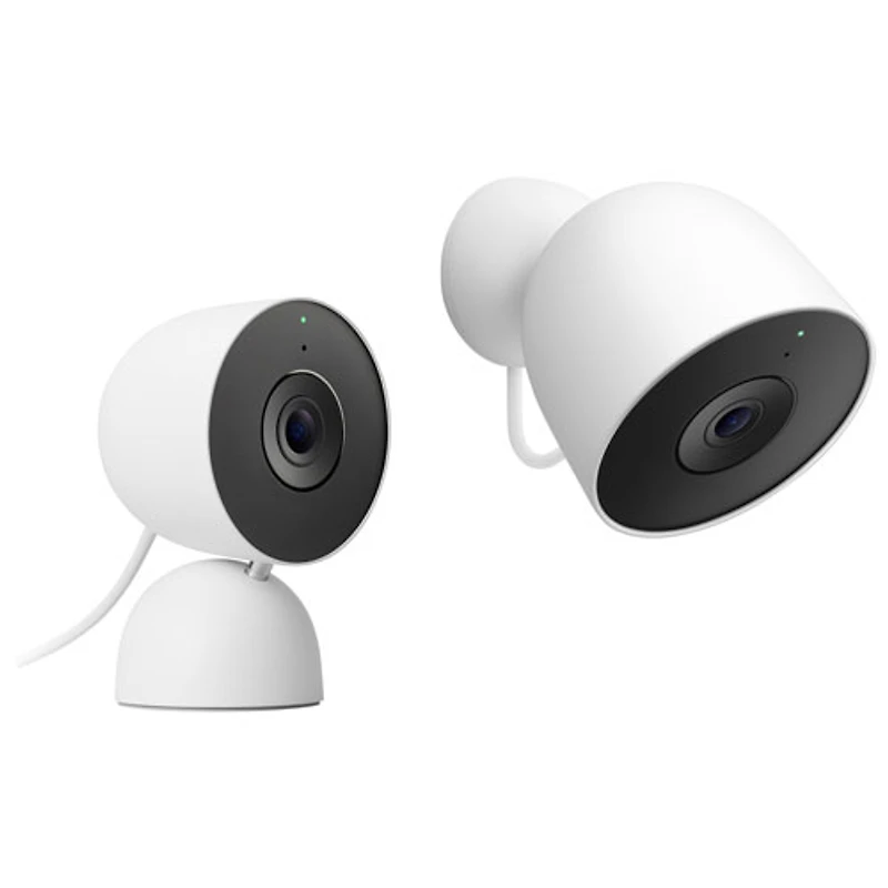 Caméra de surveillance extérieure avec fil Nest Cam de Google (2e génération) - Neige - Paquet de 2