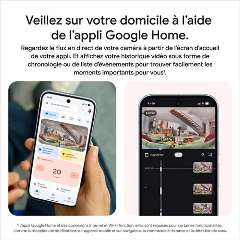 Caméra de surveillance intérieure avec fil Nest Cam de Google (3e génération) - Neige