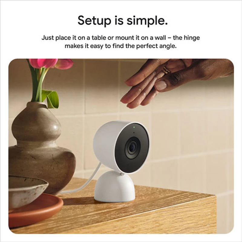 Caméra de surveillance intérieure avec fil Nest Cam de Google (3e génération) - Neige
