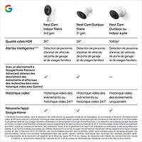 Caméra de surveillance intérieure avec fil Nest Cam de Google (3e génération) - Neige