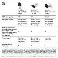 Caméra de surveillance intérieure avec fil Nest Cam de Google (3e génération) - Neige