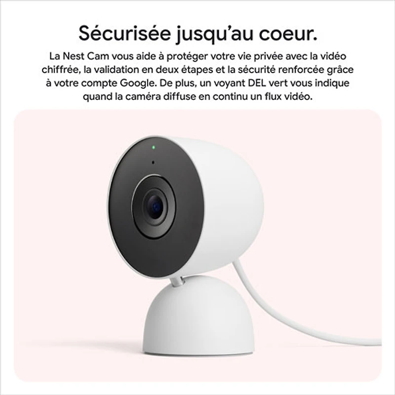 Caméra de surveillance intérieure avec fil Nest Cam de Google (3e génération) - Neige