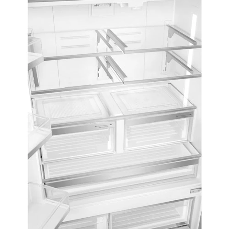 Réfrigérateur à deux portes 20,5 pi³ 36 po avec distributeur d'eau et de glaçons 20,5 pi³ 36 po de Smeg (FD36UXIW) - Inox
