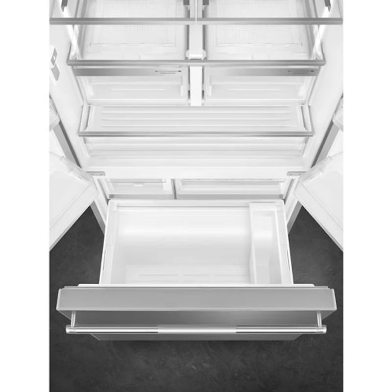Réfrigérateur à deux portes 20,5 pi³ 36 po avec distributeur d'eau et de glaçons 20,5 pi³ 36 po de Smeg (FD36UXIW) - Inox