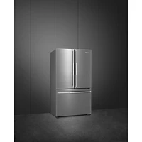 Réfrigérateur à deux portes 20,5 pi³ 36 po avec distributeur d'eau et de glaçons 20,5 pi³ 36 po de Smeg (FD36UXIW) - Inox