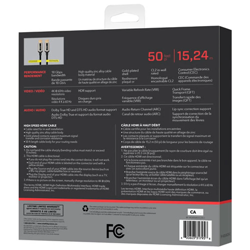Rocketfish 15.24m (50ft.) 4K Ultra HD HDMI Cable