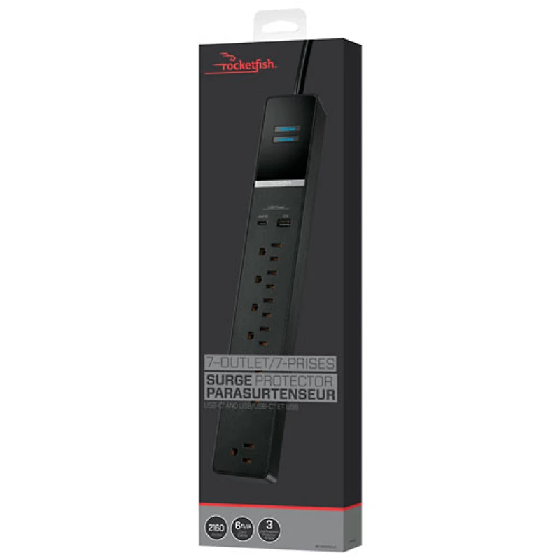 Rocketfish 7-Outlet Surge Protector with USB-A/USB-C Ports