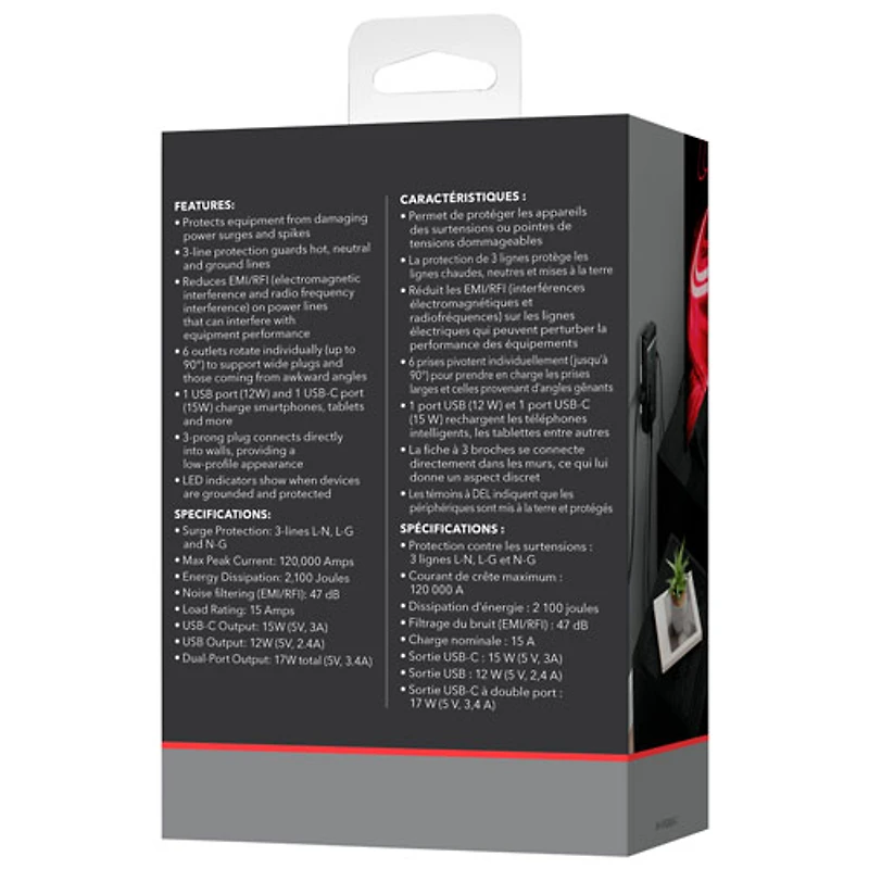 Rocketfish 6-Outlet/2-USB Surge Protector - Only at Best Buy