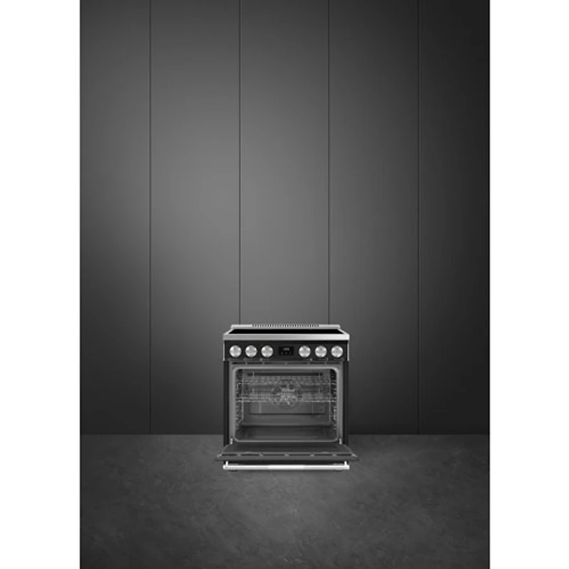 Smeg 30" 4.06 Cu. Ft. True Convection Slide-In Induction Range (SPR30UIMAN) - Matte Black