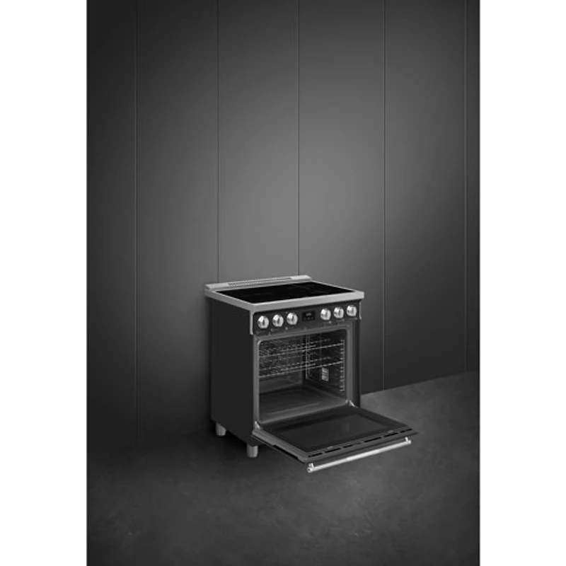 Smeg 30" 4.06 Cu. Ft. True Convection Slide-In Induction Range (SPR30UIMAN) - Matte Black