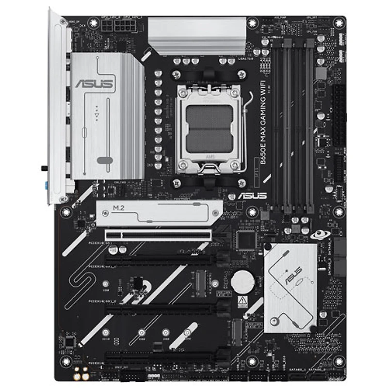 Carte mère B650E MAX Gaming Wi-Fi 6E AM5 DDR5 d'Asus pour processeurs Ryzen 9000/8000/7000 d'AMD - Blanc