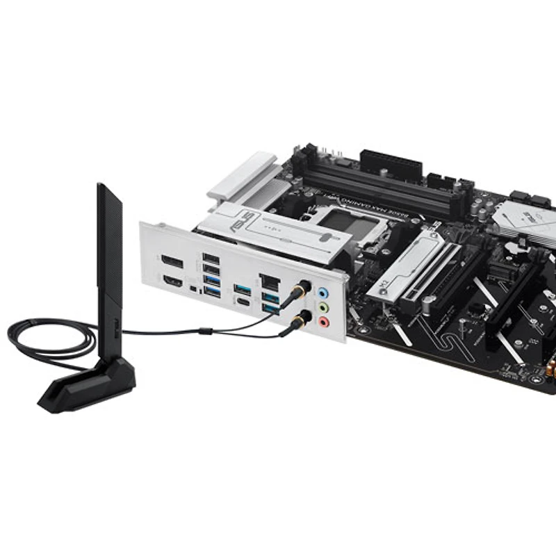 Carte mère B650E MAX Gaming Wi-Fi 6E AM5 DDR5 d'Asus pour processeurs Ryzen 9000/8000/7000 d'AMD - Blanc
