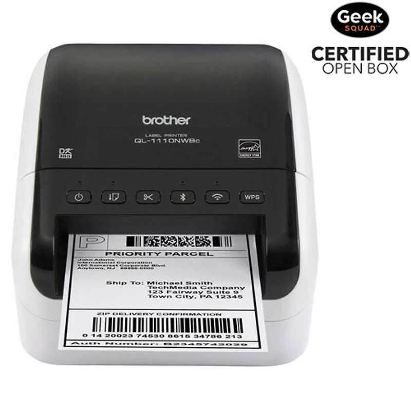 Boîte ouverte - Imprimante d'étiquettes professionnelles Brother avec multiples connexions (QL-1110NWBC) - Blanc/Noir