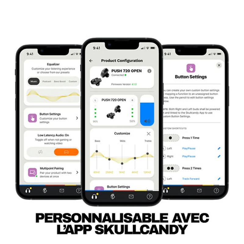 Écouteurs boutons 100 % sans fil à isolation sonore Push 720 Open de Skullcandy - Noir