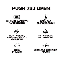 Écouteurs boutons 100 % sans fil à isolation sonore Push 720 Open de Skullcandy - Noir