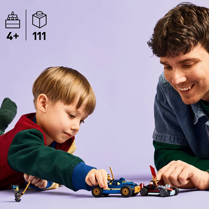 LEGO Ninjago : Le duel de voitures de course entre Rogue et Drix - 111 pièces (71840)