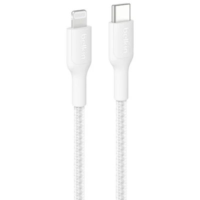 Belkin BoostCharge Pro 2m (6.6 ft.) Braided USB-C/Lightning Cable - White