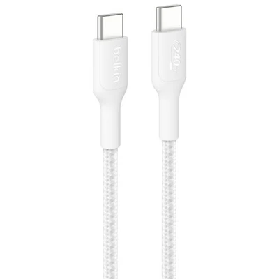 Belkin BoostCharge Pro 2m (6.6 ft.) Braided USB-C Cable - White